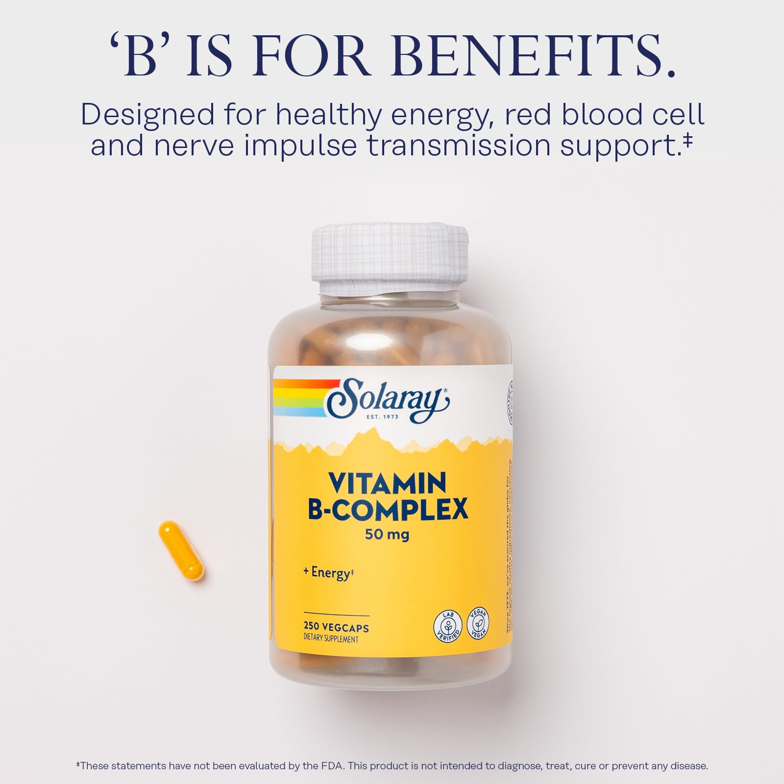SOLARAY ingredientes y lista de vitaminas B resaltadas para ver composición, beneficio: perfil completo.