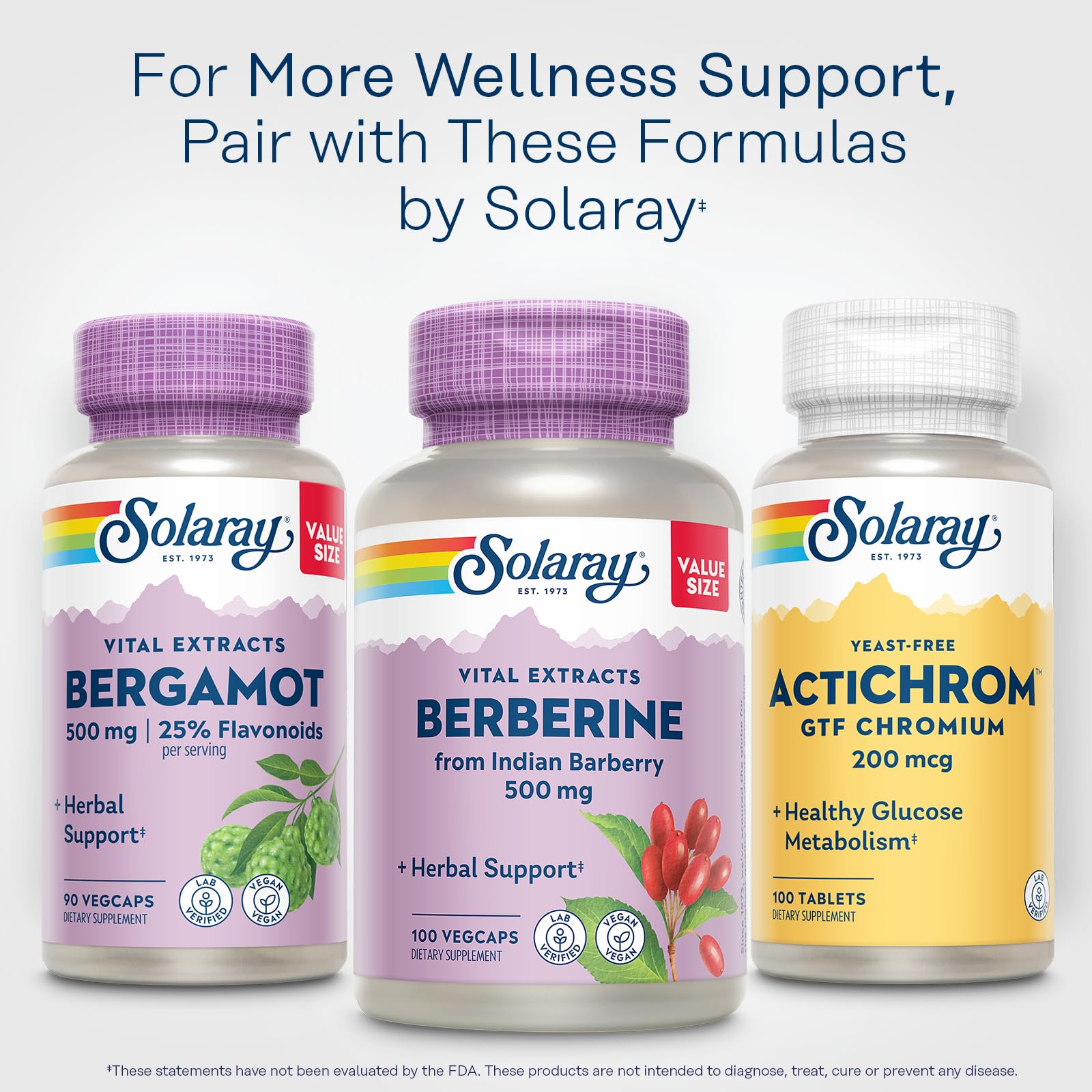 SOLARAY detalle de etiqueta con información de flavonoides y berberina