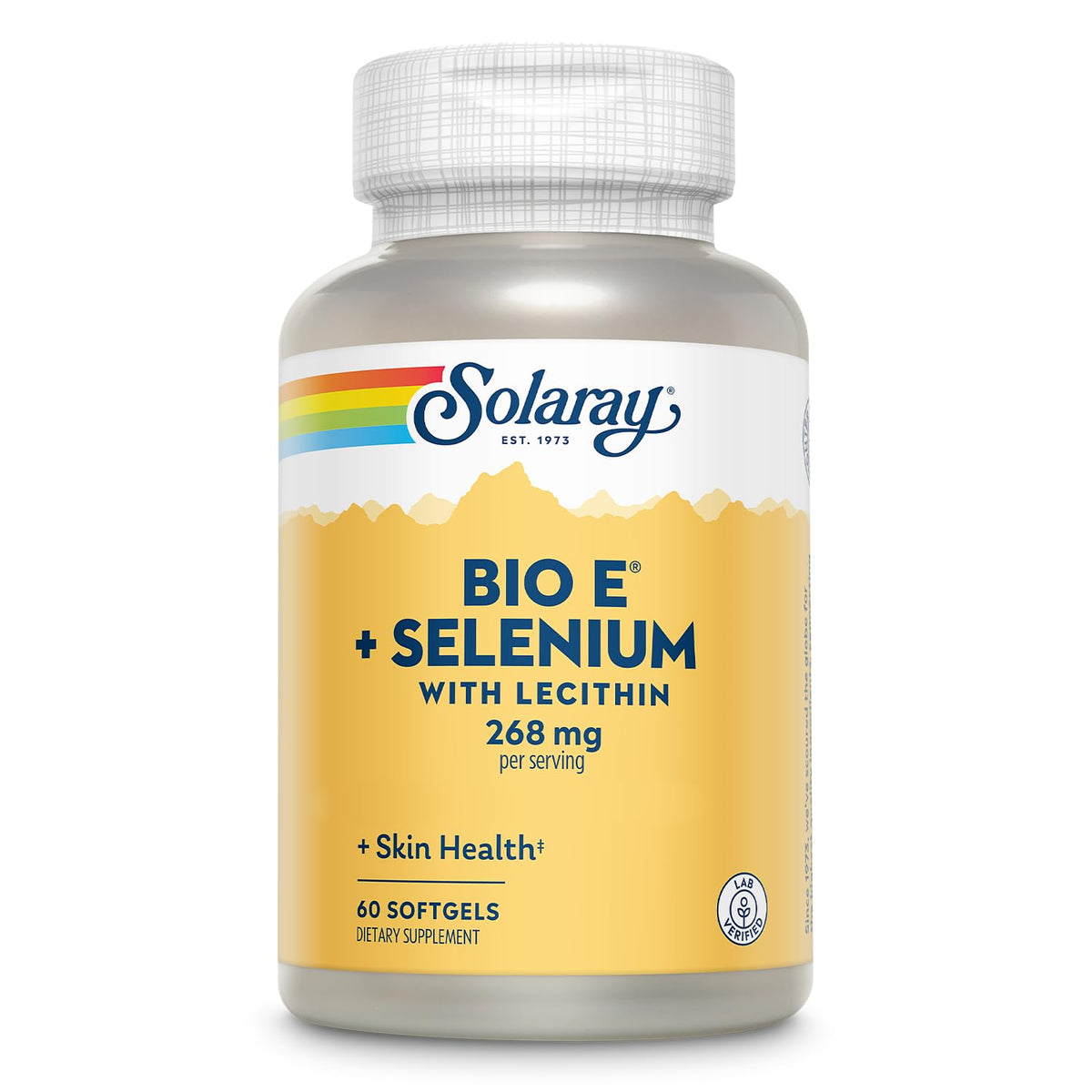 SOLARAY frasco frontal mostrando 60 softgels y beneficios antioxidantes