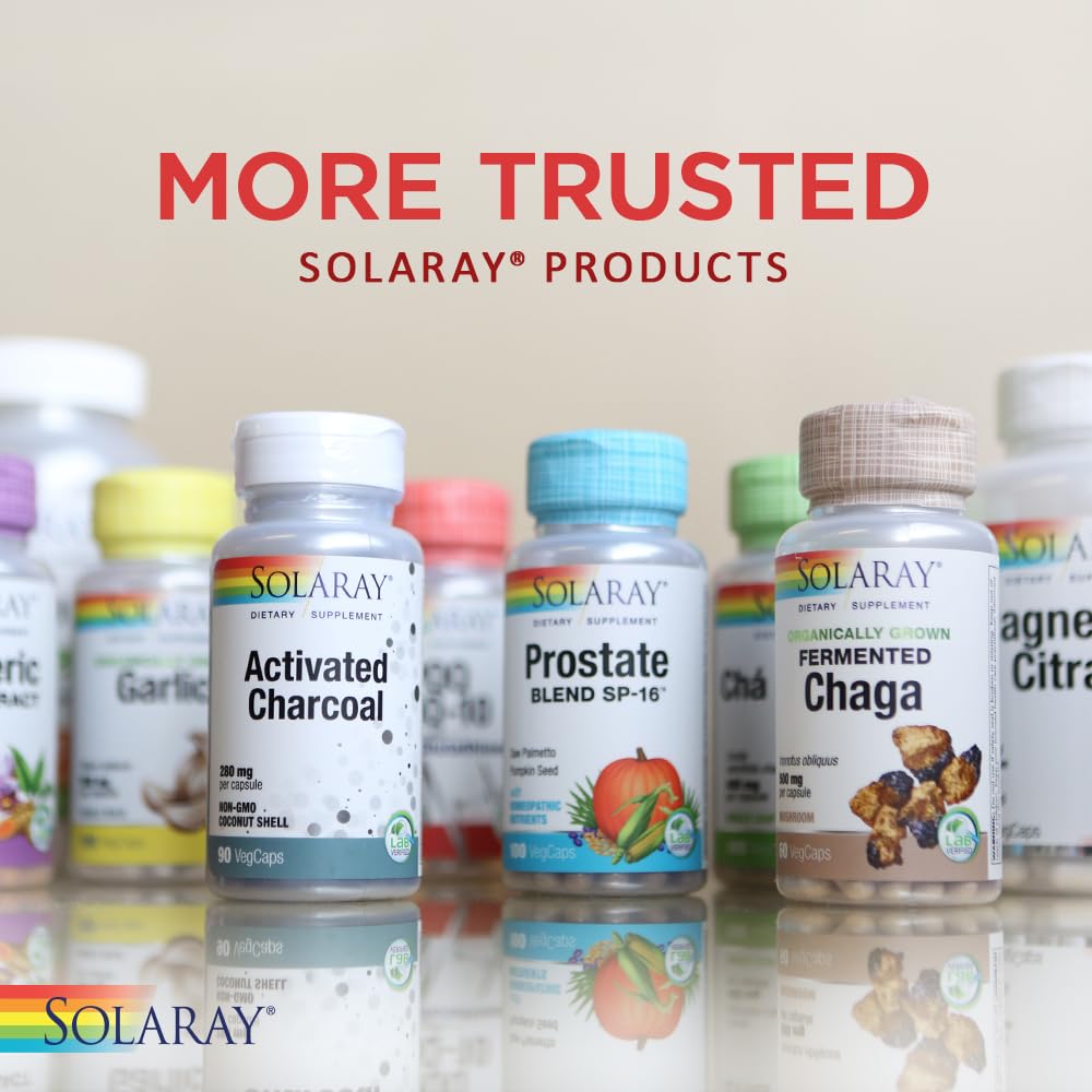 Solaray Capryl ingredientes y tableta abierta que muestra composición confiable