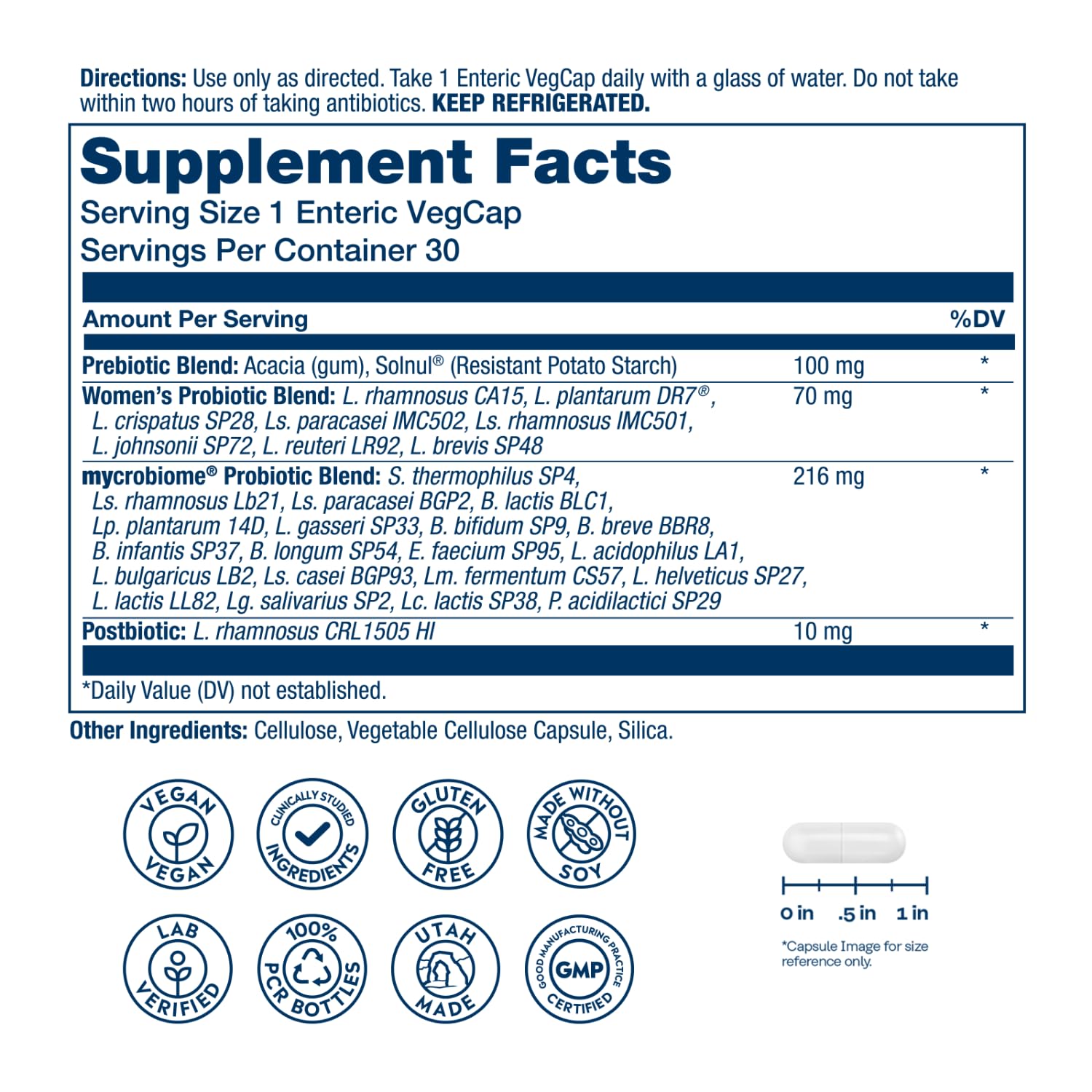 SOLARAY detalle de cápsula vegana Enteric Shield que protege probióticos hasta el intestino
