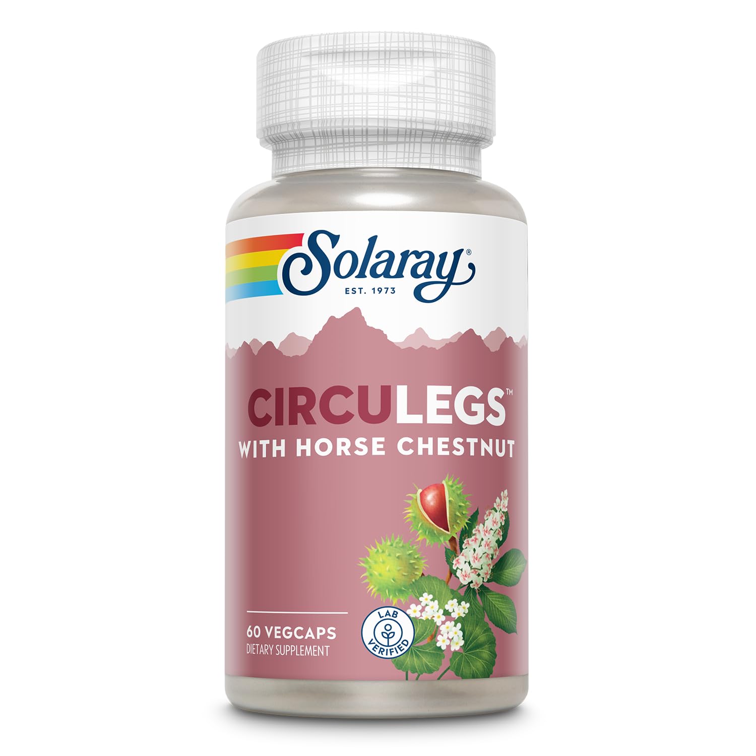 SOLARAY frasco CircuLegs vista frontal y beneficios claros