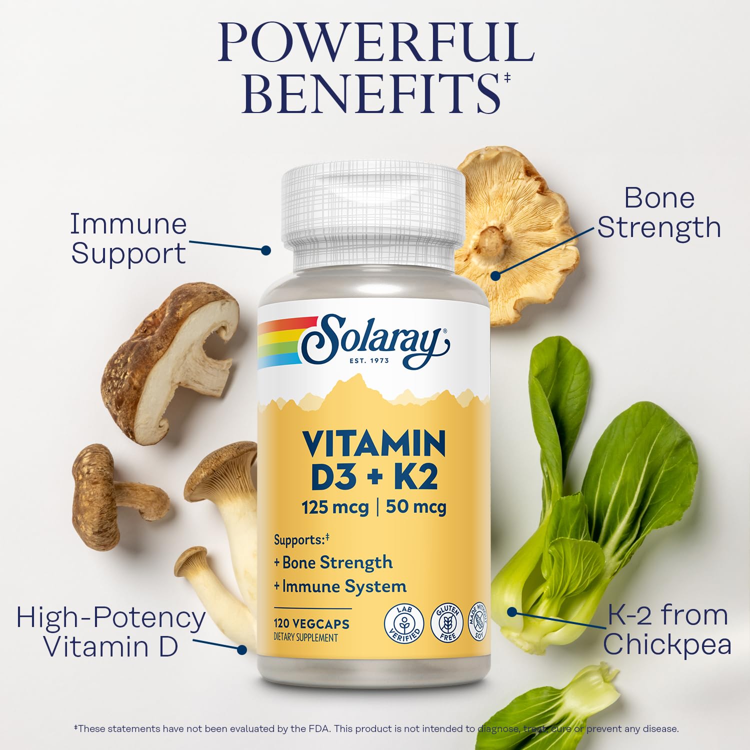 SOLARAY etiqueta y composición del producto destacando ingredientes y pureza