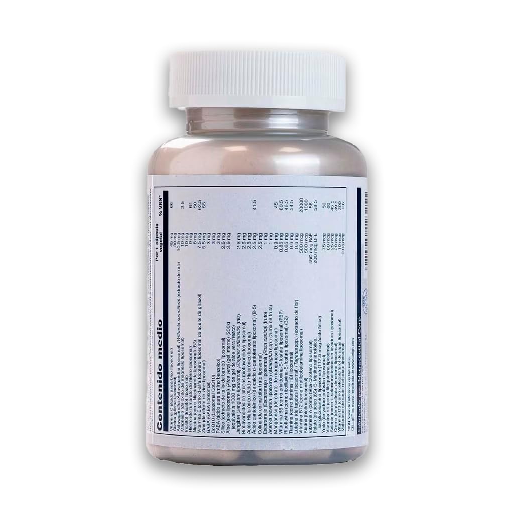 SOLARAY vista del polvo liposomal ilustrando protección y estabilidad
