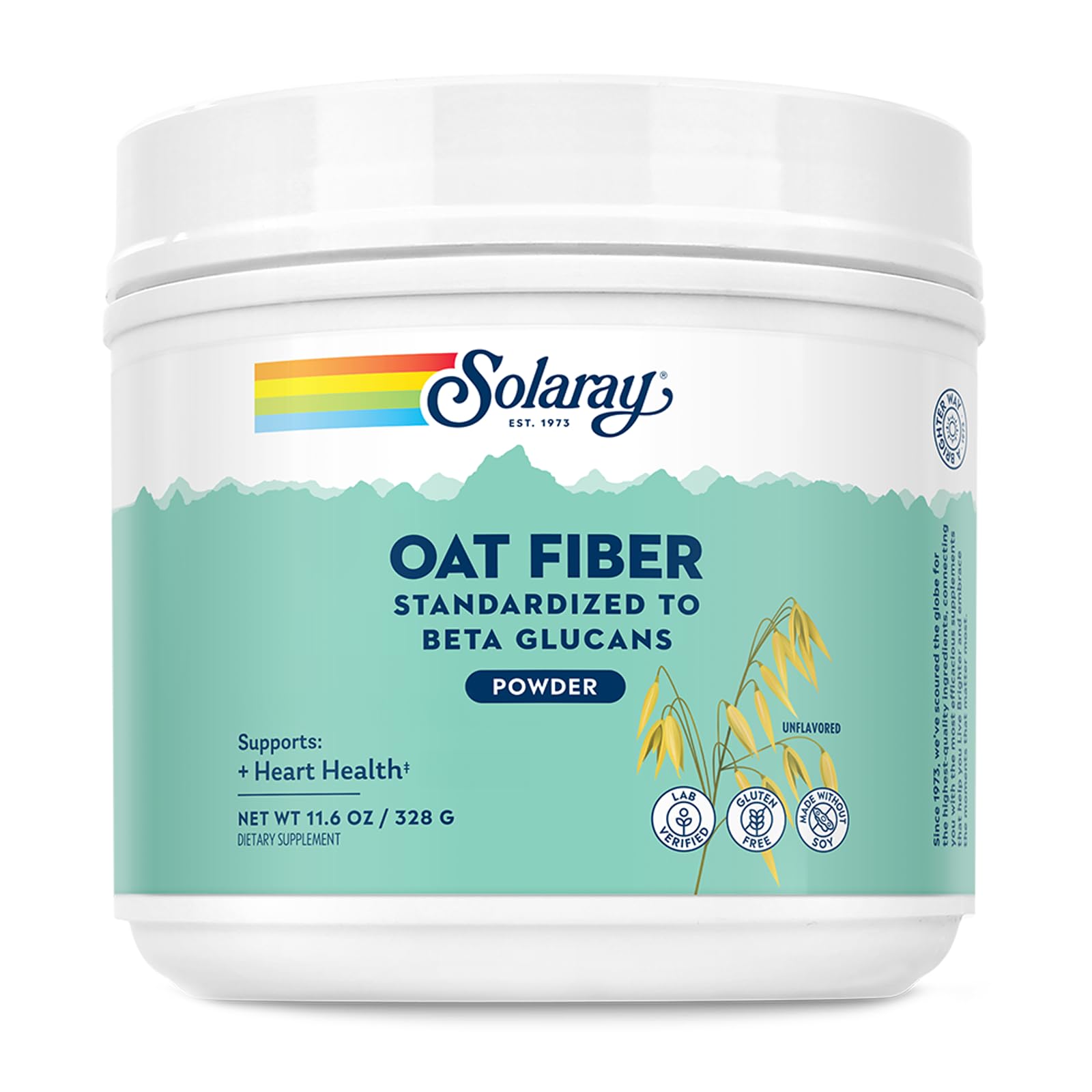SOLARAY embalaje frontal del polvo de avena, presentación clara y profesional