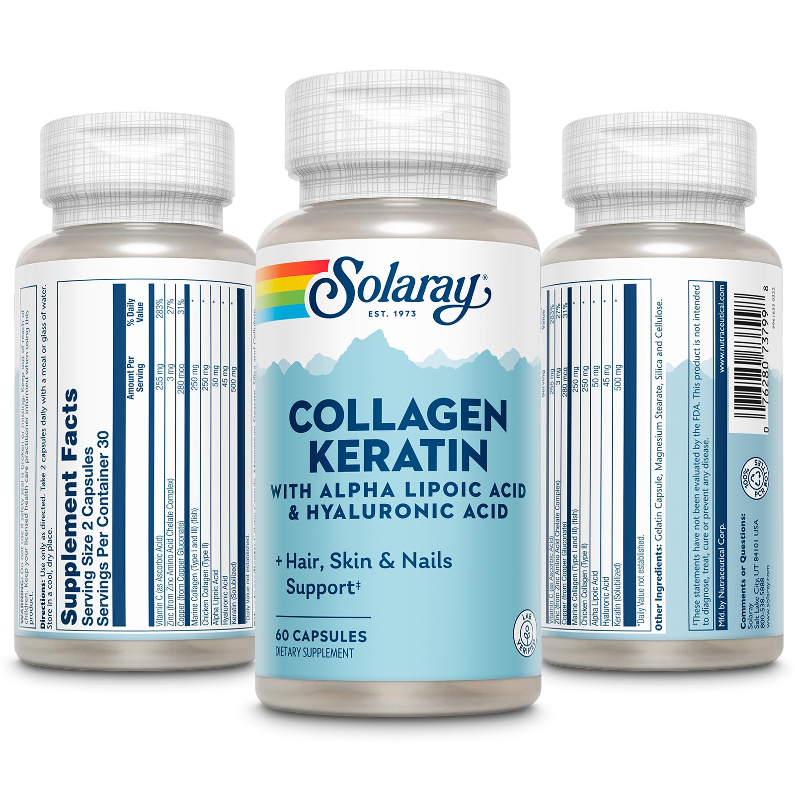 SOLARAY botella 100% PCR destacando empaque ecológico y compromiso sostenible