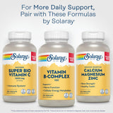 SOLARAY etiqueta con información nutricional y lista de vitaminas B para transparencia