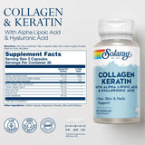 SOLARAY etiqueta con lista de ingredientes y tipos de colágeno, información transparente