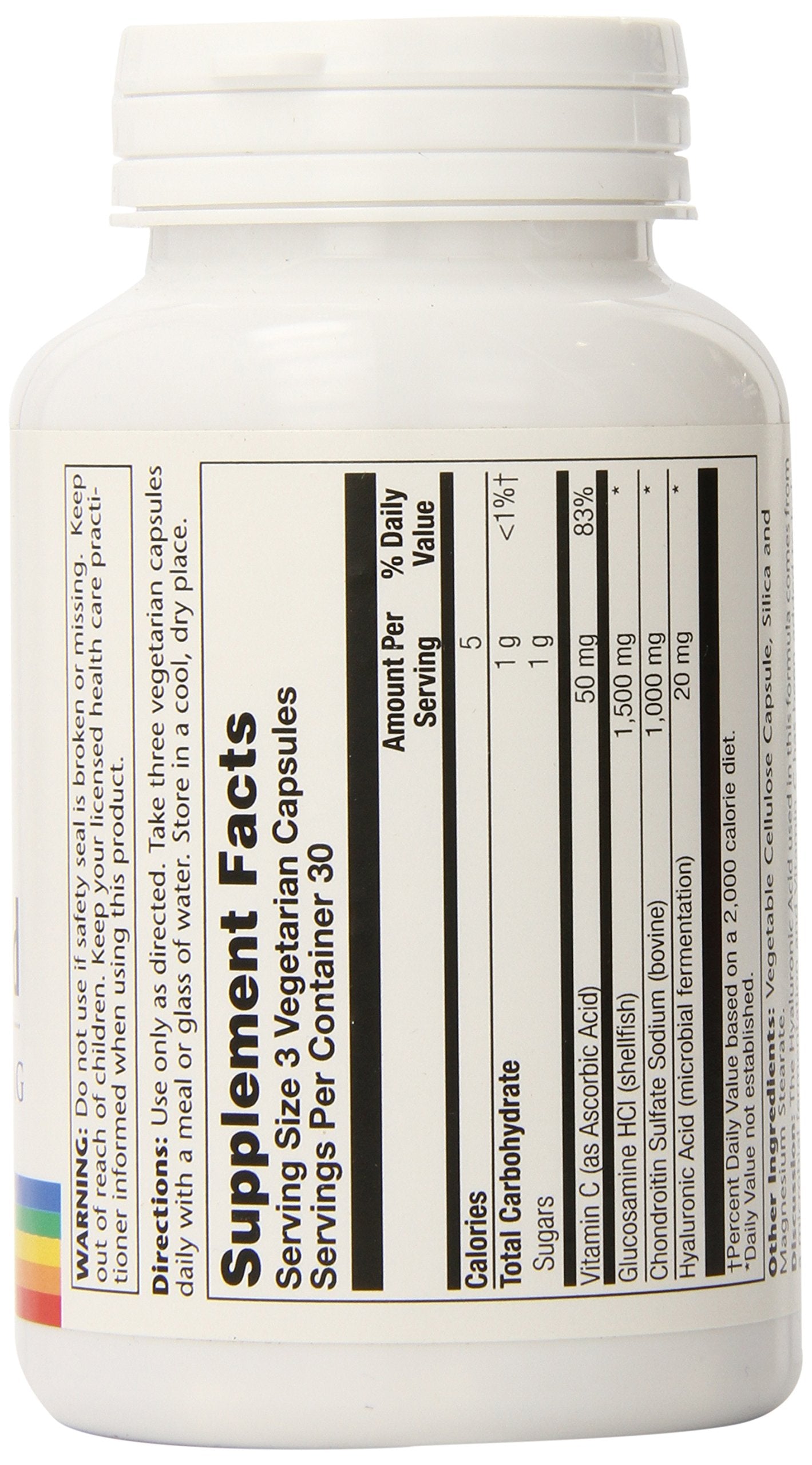 SOLARAY etiqueta con lista de ingredientes y dosificaciones