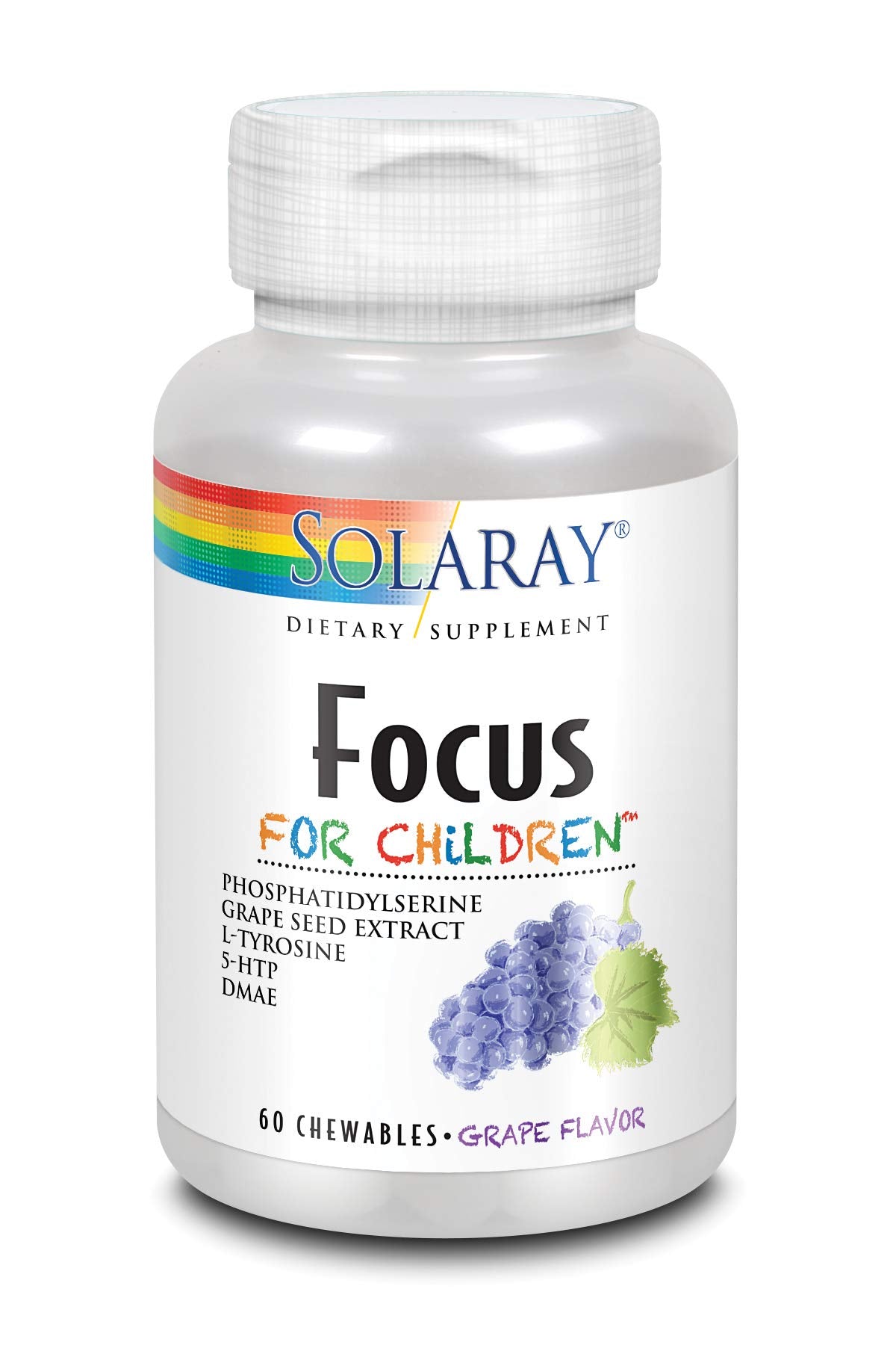 SOLARAY envase frontal de Kids Focus con etiqueta clara y beneficio para concentración