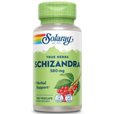 SOLARAY frasco frontal de Schizandra Berry mostrando etiqueta clara y beneficios