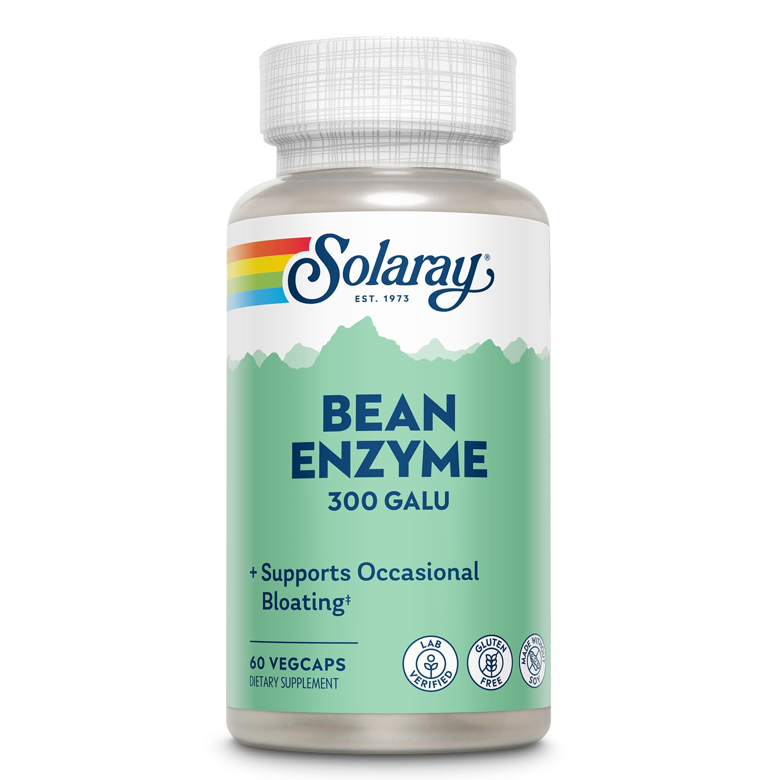 SOLARAY frente del empaque mostrando 60 vegcaps y beneficio digestivo
