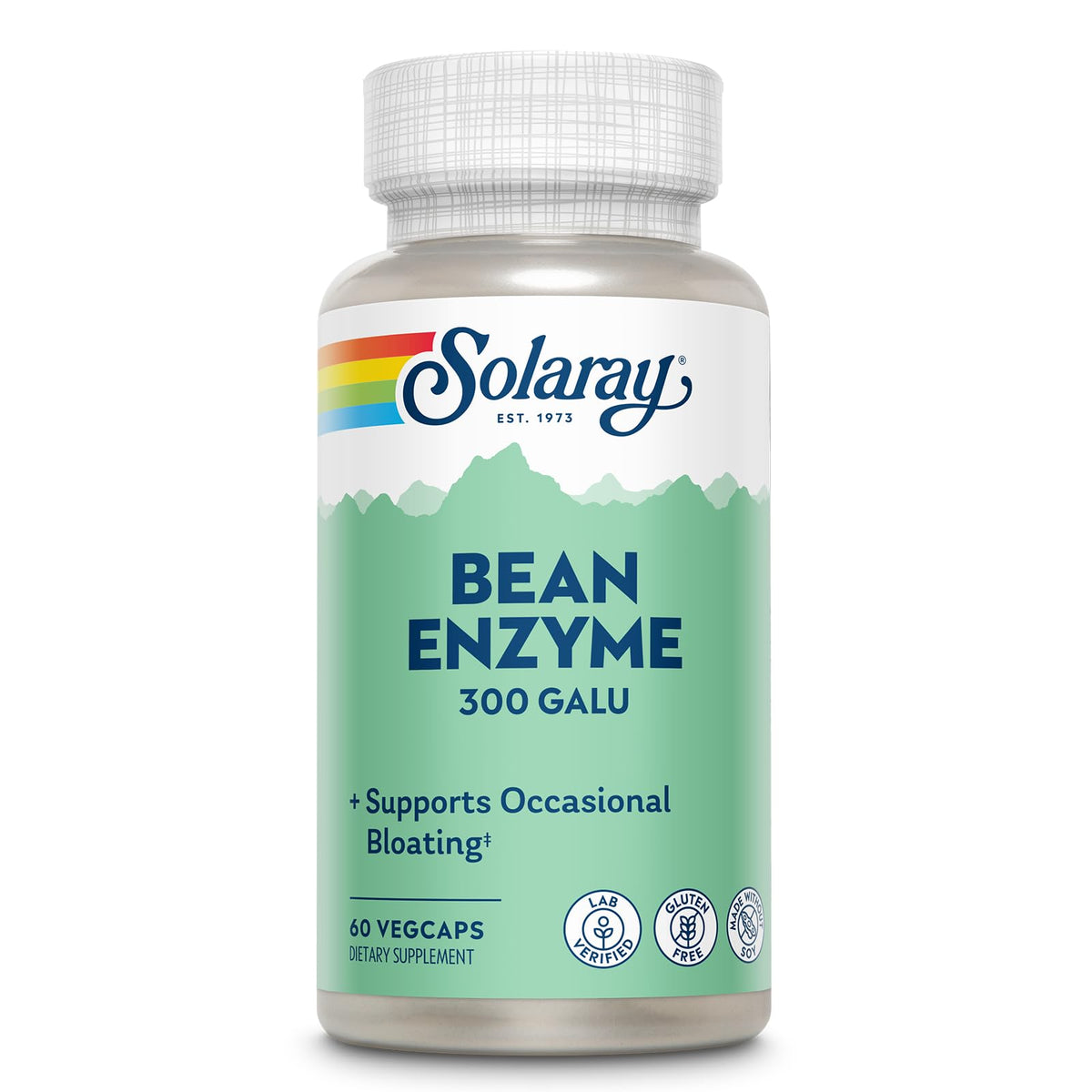 SOLARAY frente del empaque mostrando 60 vegcaps y beneficio digestivo