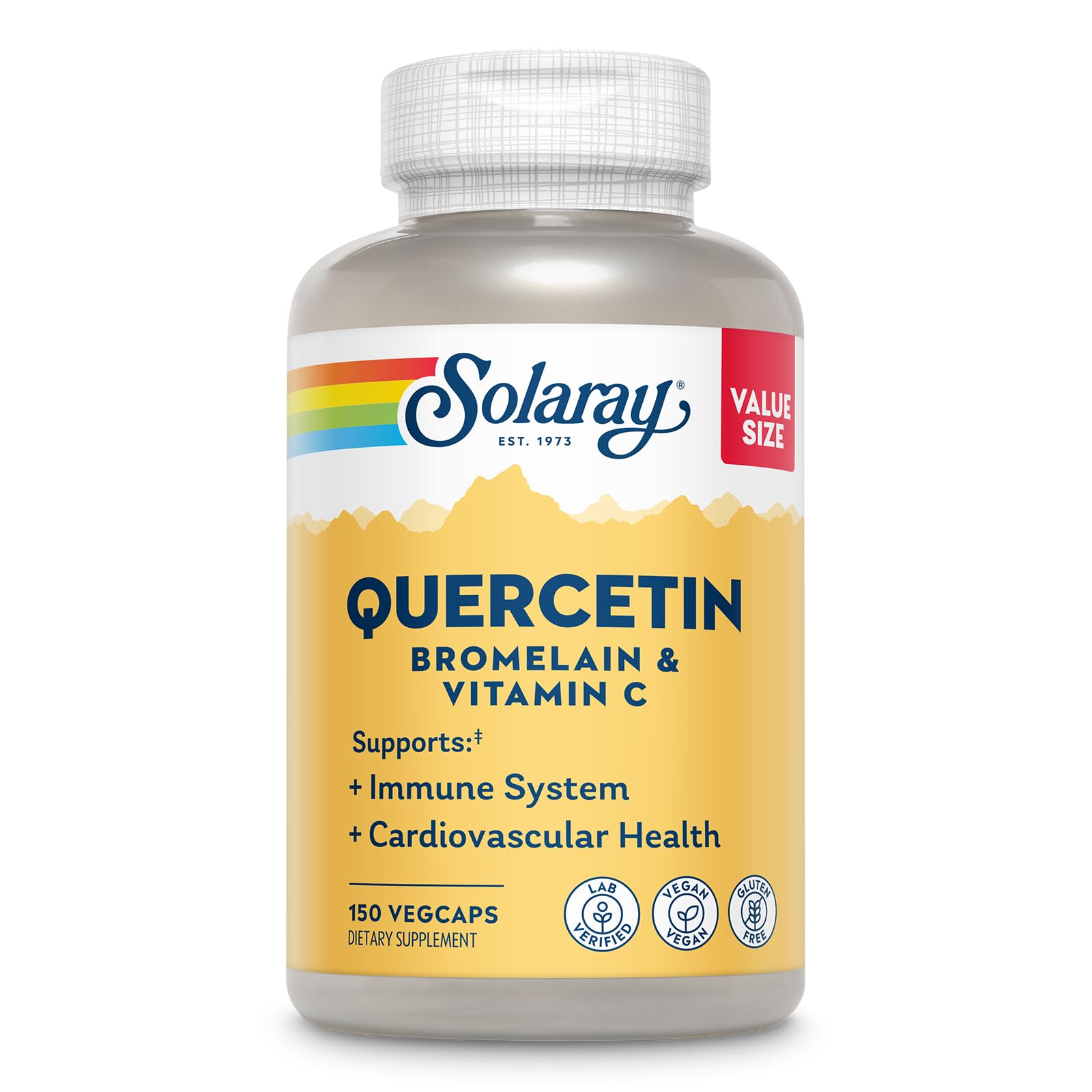 SOLARAY frente del frasco con diseño claro y beneficios resaltados