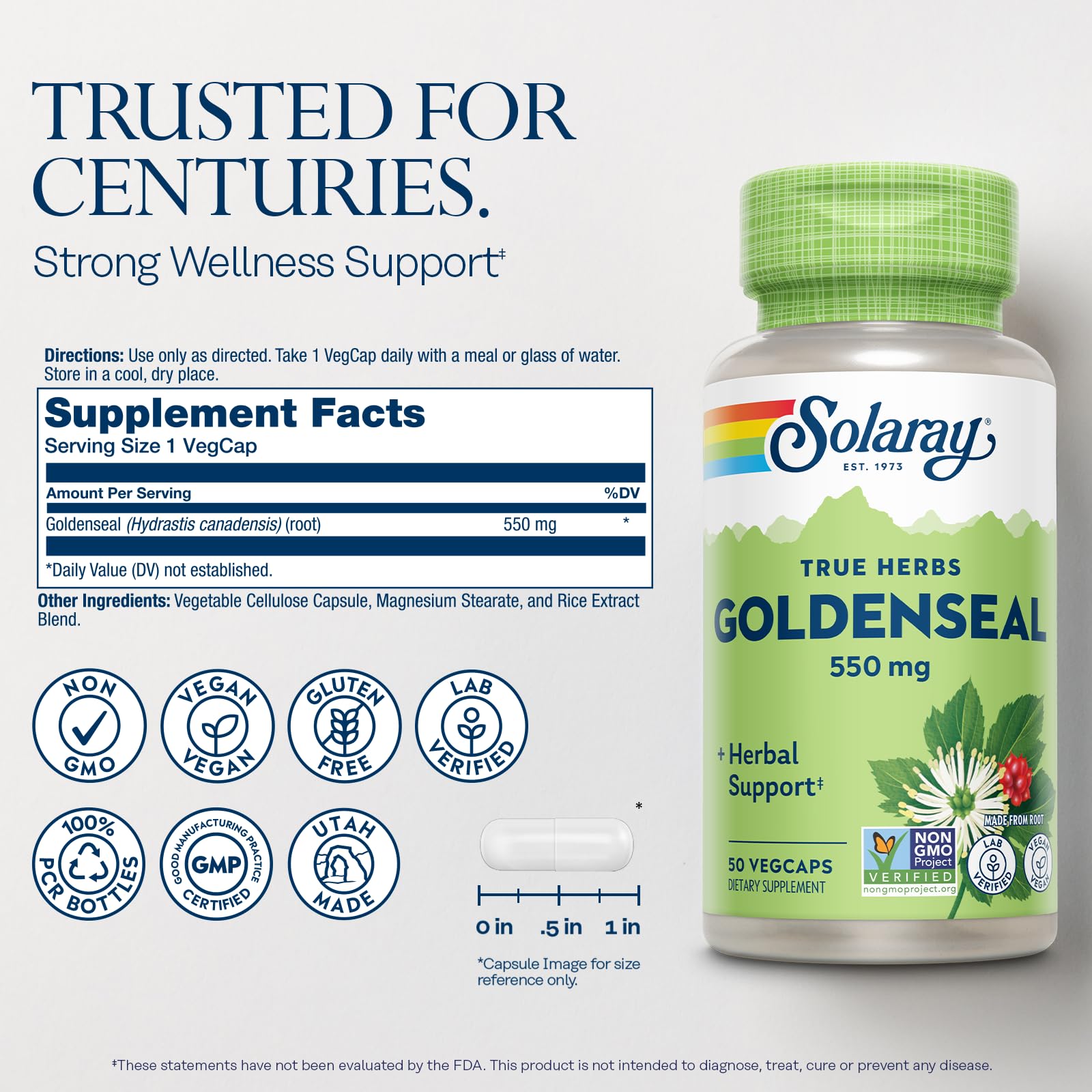 SOLARAY cápsula vegetal abierta que muestra relleno natural beneficioso