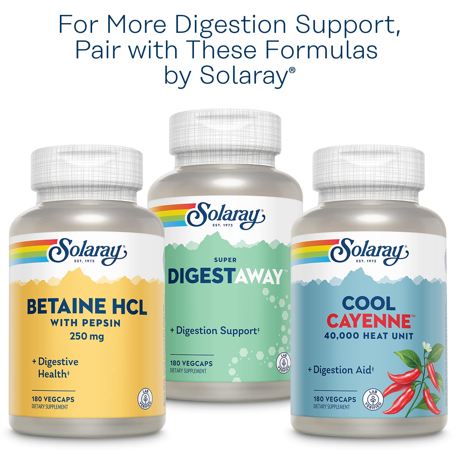 SOLARAY etiqueta con información nutricional y garantía de calidad