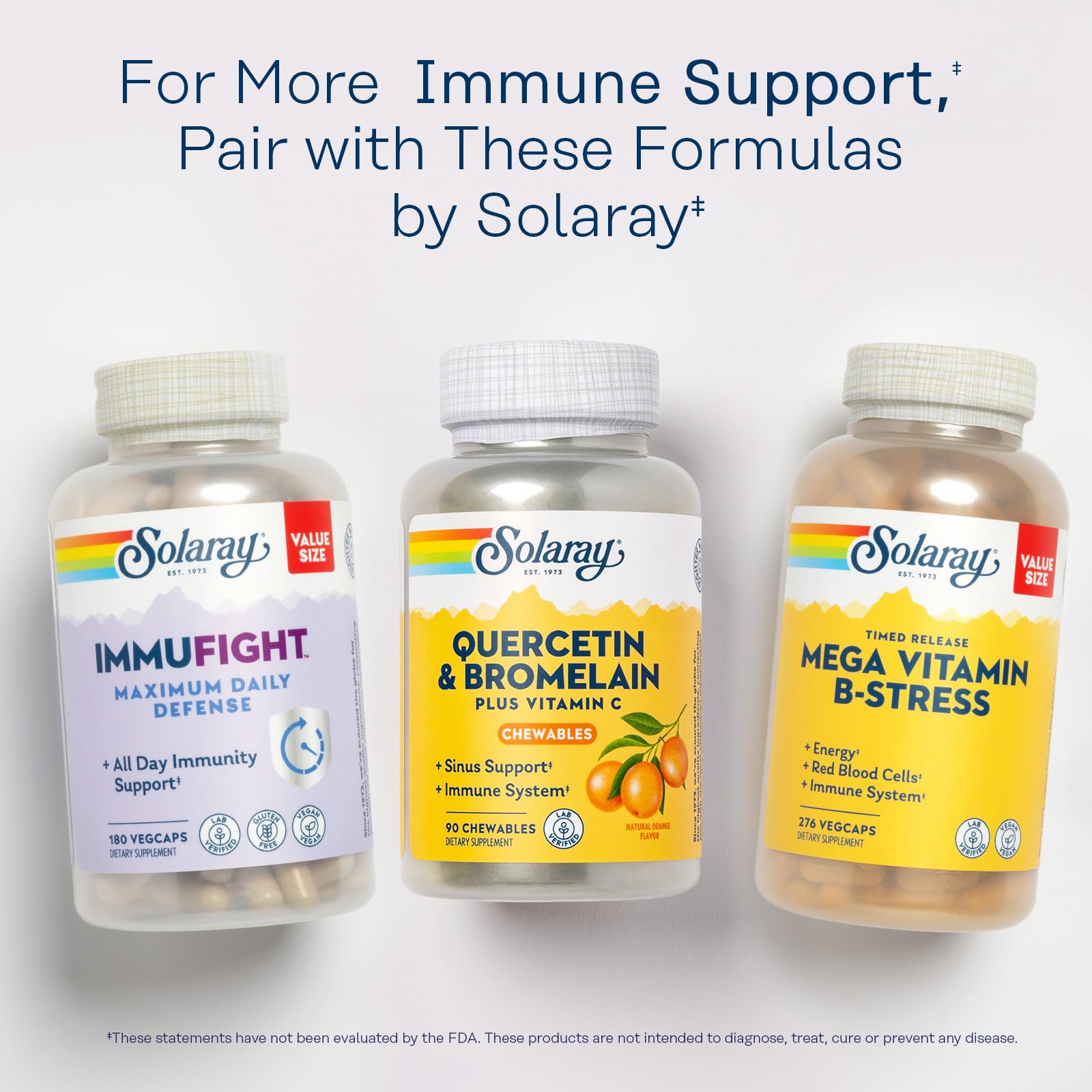SOLARAY frasco junto a naranjas resaltando sabor natural y atractivo