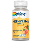 SOLARAY frasco frontal del suplemento B12 con etiqueta clara y beneficio de apoyo nutricional