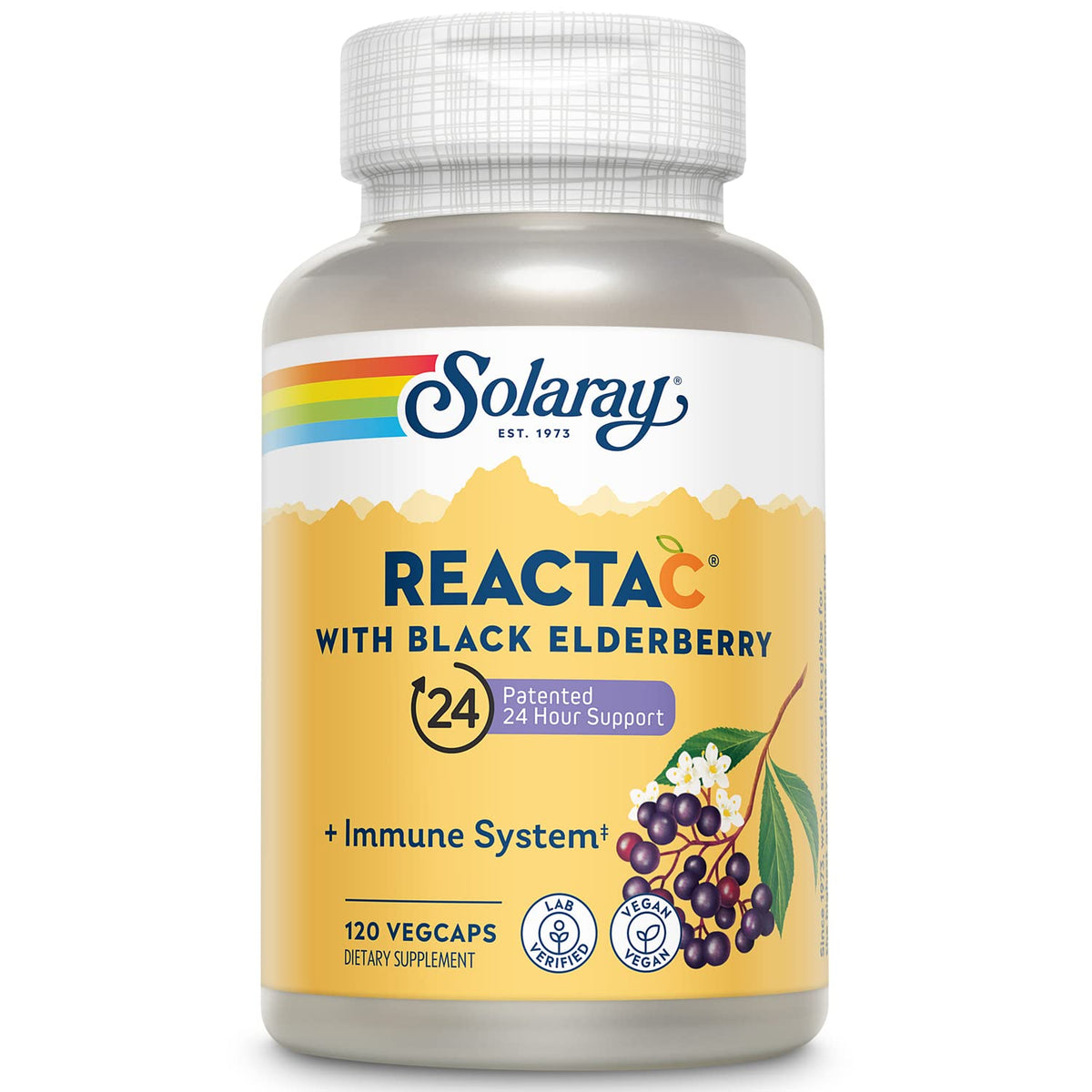 SOLARAY frasco frontal del producto mostrando etiqueta clara y beneficios