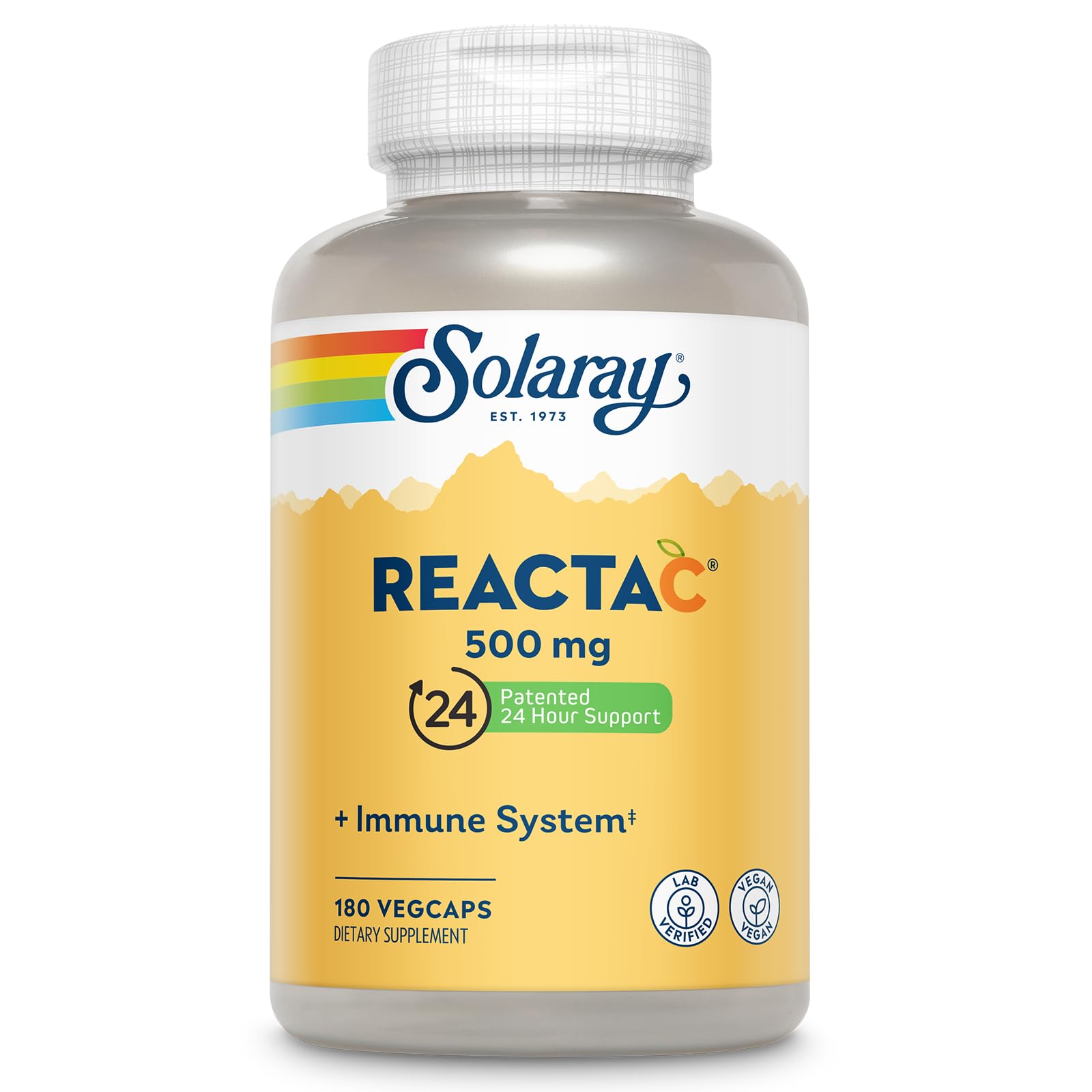 SOLARAY frasco frontal del ReactaC que muestra presentación y fácil identificación