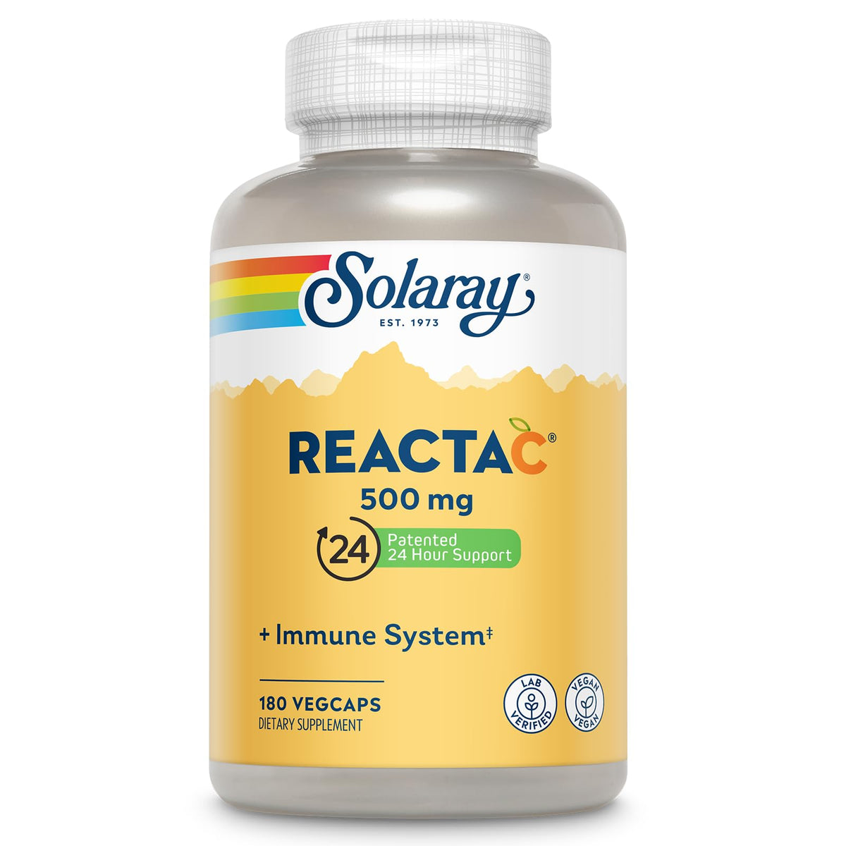 SOLARAY frasco frontal del ReactaC que muestra presentación y fácil identificación