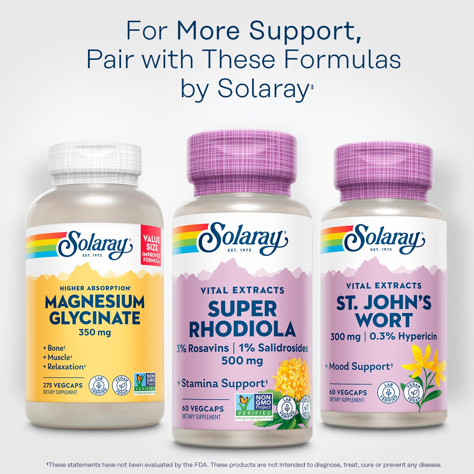 Solaray sello Non-GMO y certificaciones para confianza del usuario