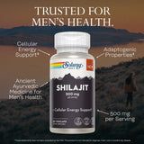 SOLARAY cápsula abierta con polvo de shilajit PrimaVie, beneficio visibilidad del contenido purificado