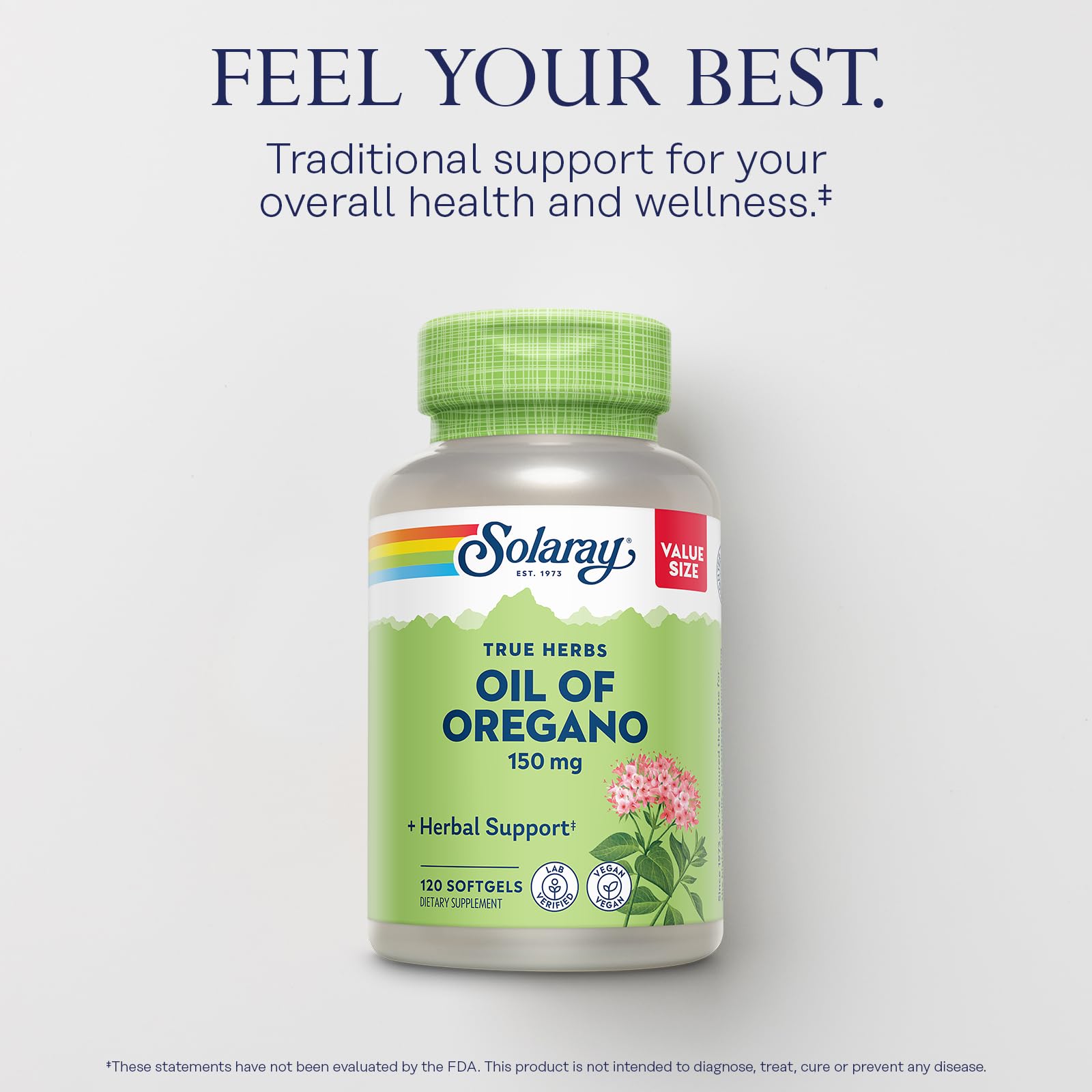 SOLARAY softgel cerca resaltando cápsula vegana y facilidad de tragar