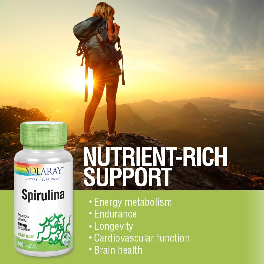 SOLARAY etiqueta nutricional mostrando ingredientes y pureza