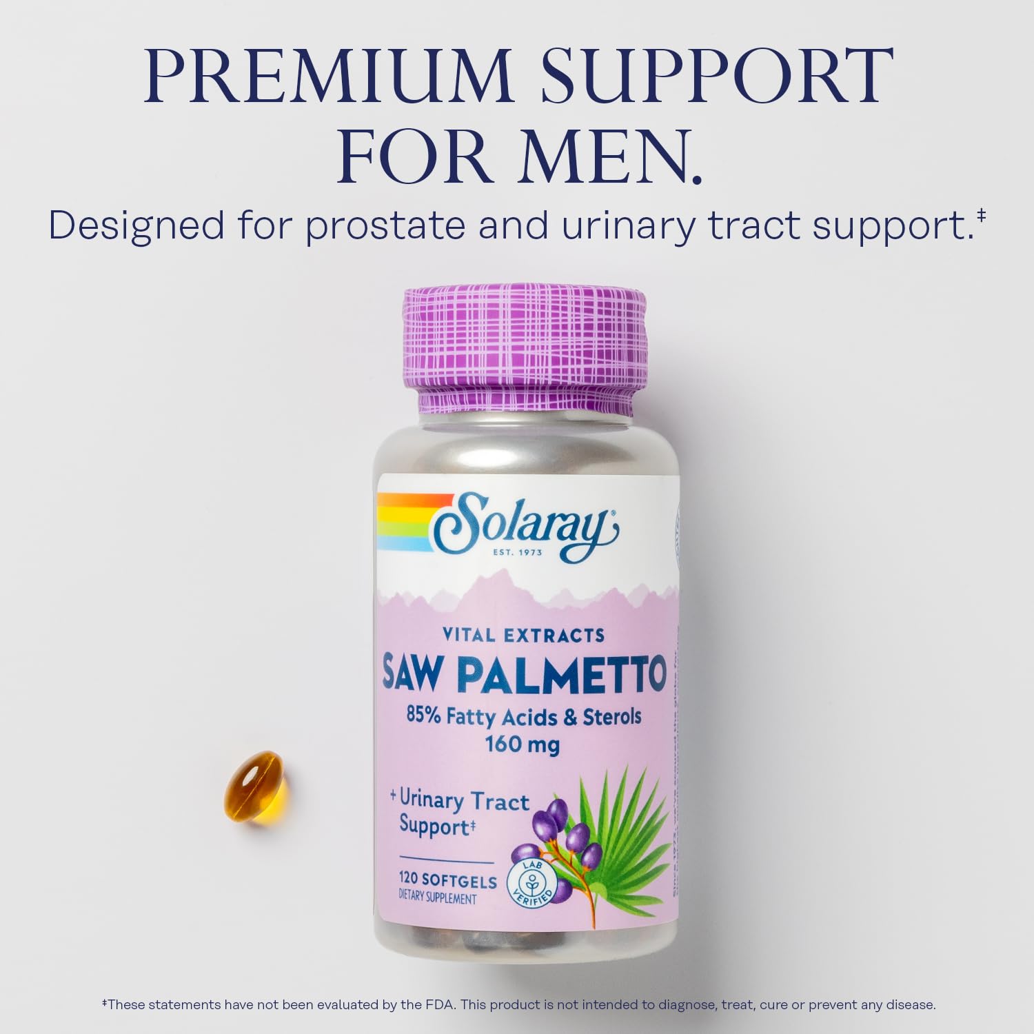 SOLARAY textura del aceite de saw palmetto dentro del softgel, concentración alta