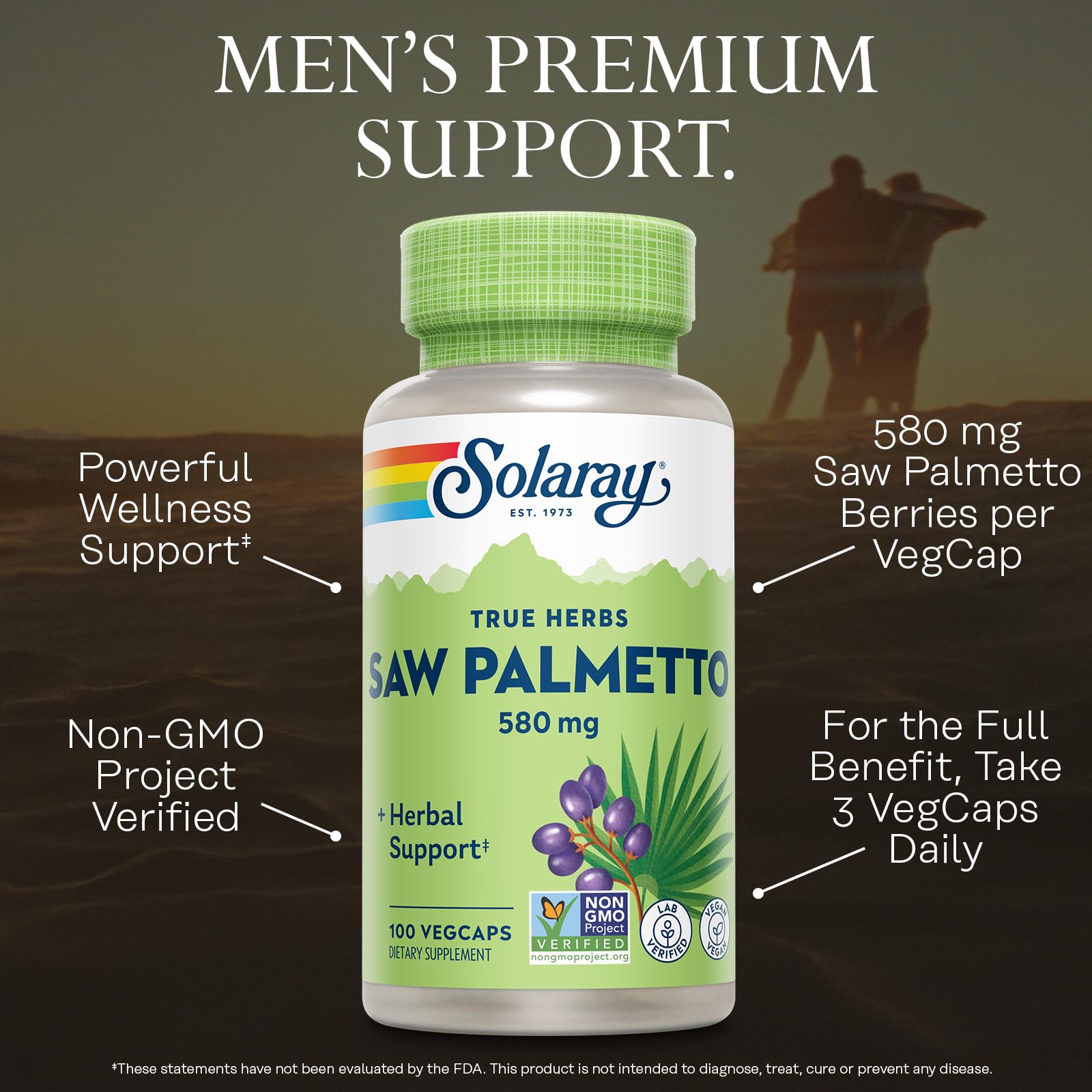 SOLARAY detalle de las bayas de saw palmetto que inspira la fórmula