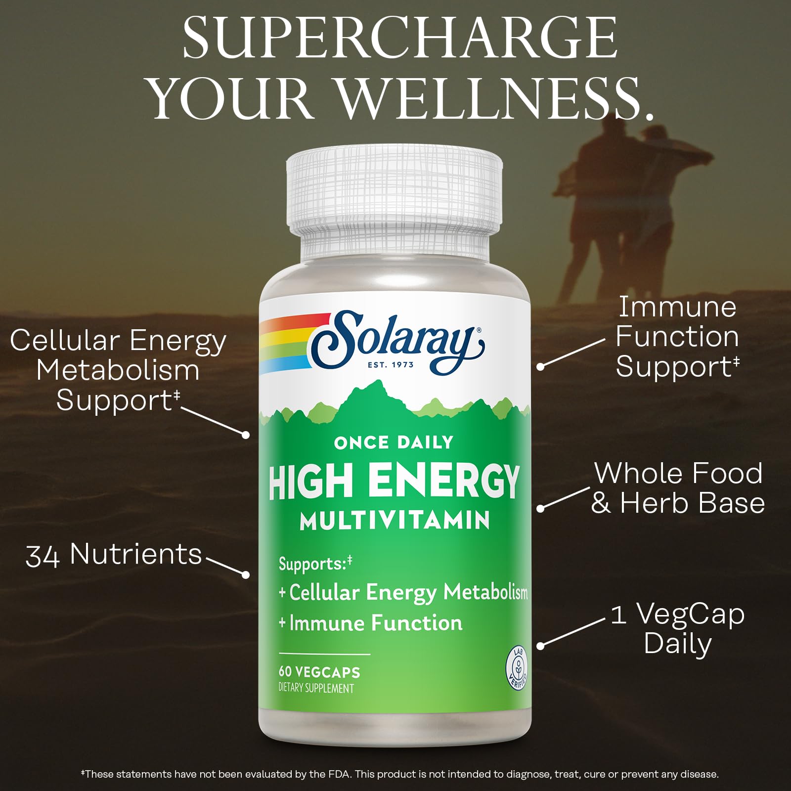 SOLARAY mezcla de ingredientes y base de alimentos integrales destacando su origen natural