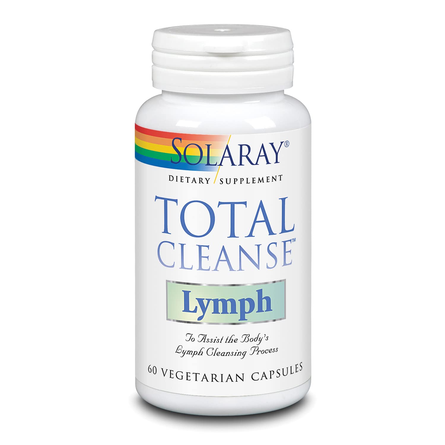 SOLARAY frasco Total Cleanse Lymph frontal mostrando la presentación y beneficio de apoyo herbal