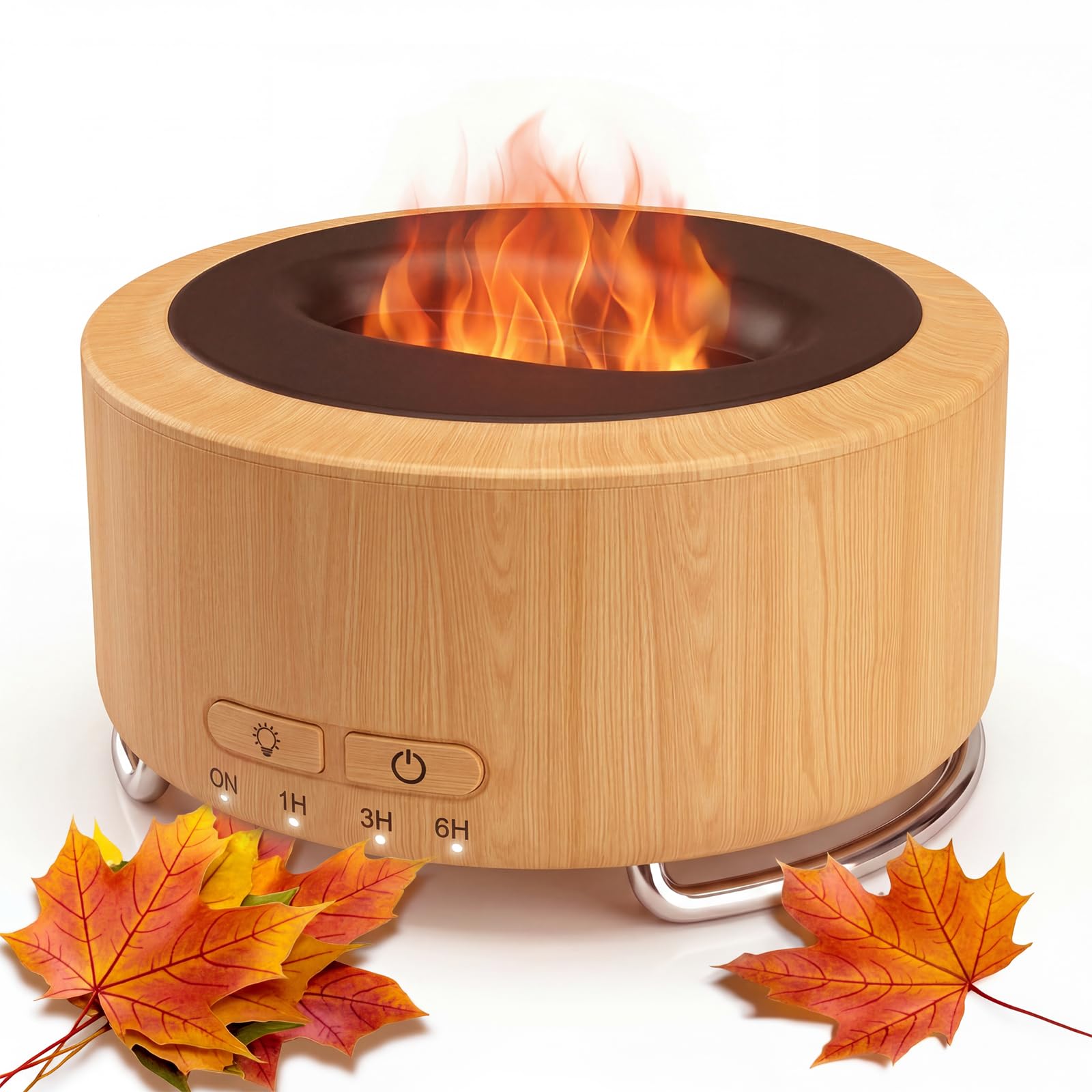 SOLEILHOME vista frontal del difusor mostrando diseño tipo chimenea y efecto acogedor