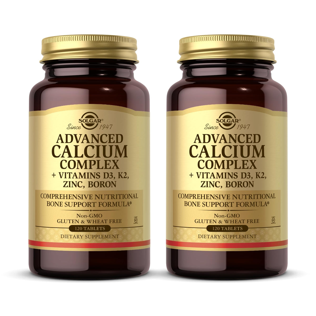 Solgar Advanced Calcium Complex vista frontal con etiqueta clara y beneficios visibles
