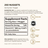 Solgar primer plano de textura del nugget sublingual, fácil disolución y comodidad