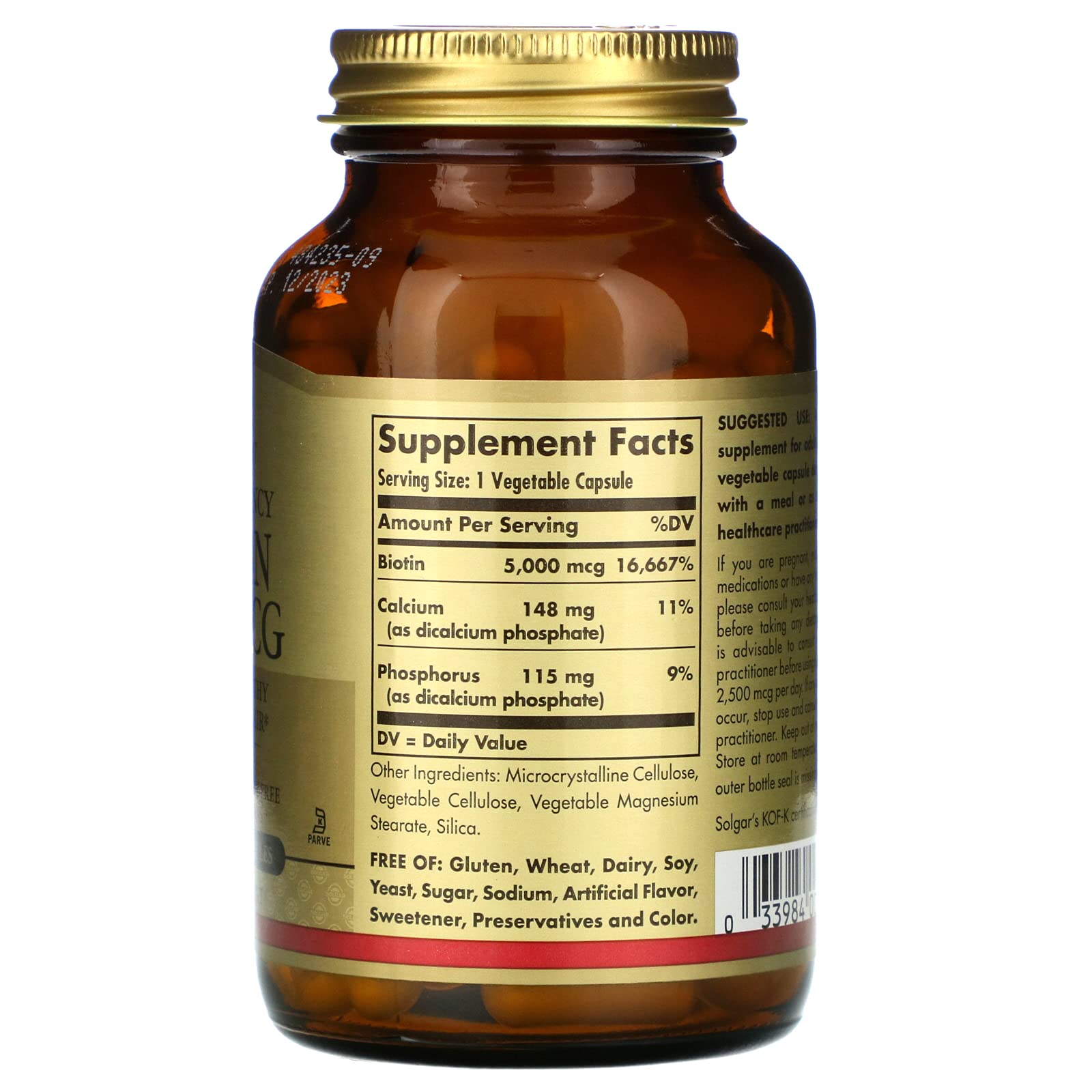 Solgar biotin detalle de cápsula para apreciar textura y recubrimiento