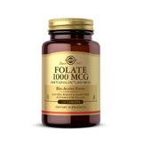 Solgar Folate frontal del envase mostrando etiqueta clara y beneficios