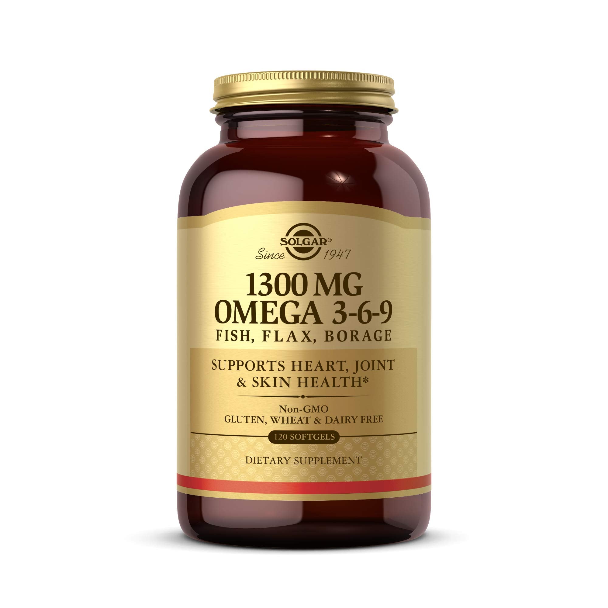 Solgar envase frontal de Omega 3-6-9 mostrando información principal y beneficios