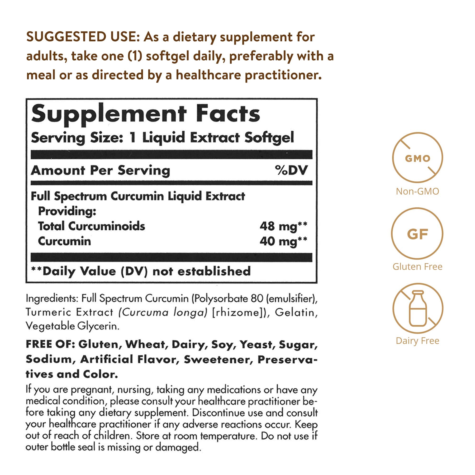 Solgar Full Spectrum Curcumin cápsula en mano evidenciando tamaño práctico y fácil ingesta