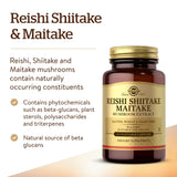 Solgar ingredientes reishi shiitake maitake en primer plano y claridad