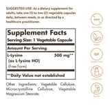 Cápsula vegetal de Solgar L-Lysine vista de cerca, fácil de tragar