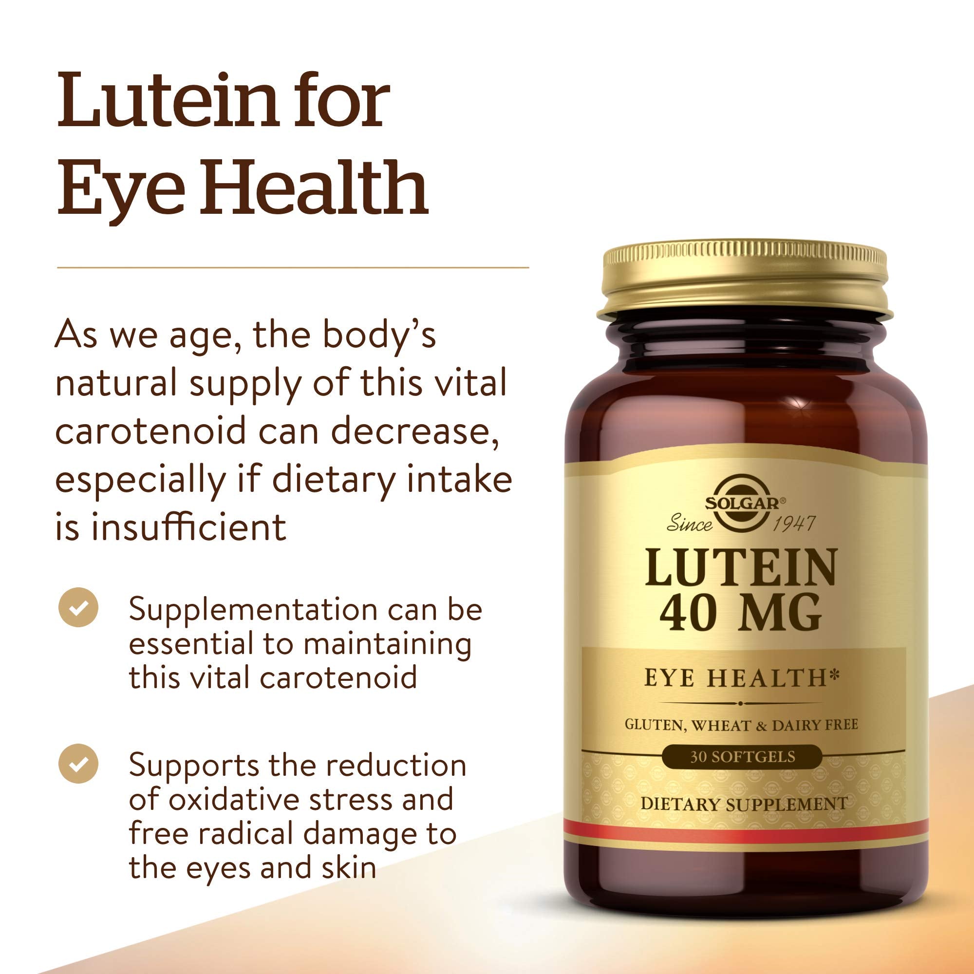 Solgar etiqueta con información nutricional y cantidad de luteína