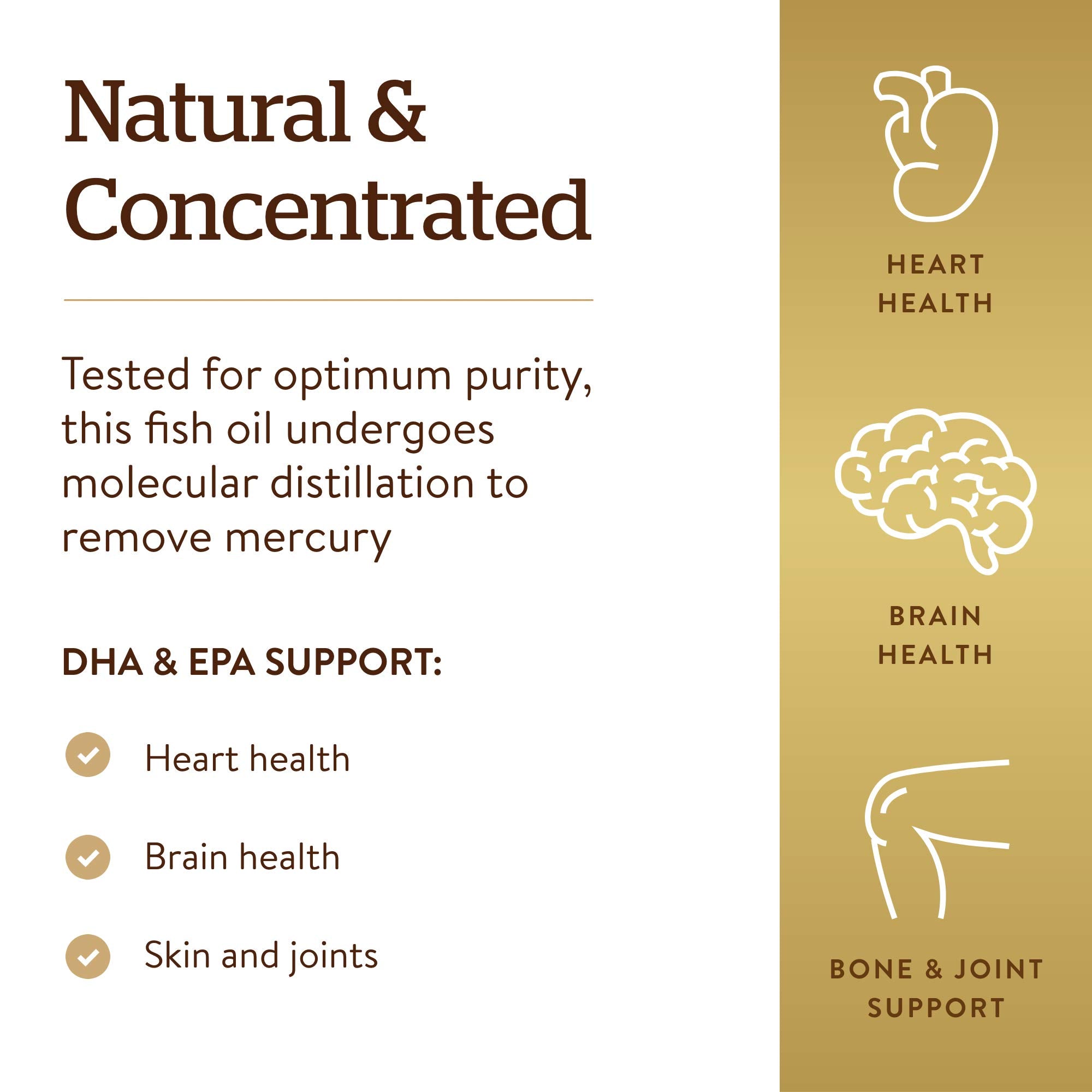 Solgar etiqueta nutricional enfocada indicando contenido de omega-3 y dosis