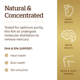 Solgar etiqueta nutricional enfocada indicando contenido de omega-3 y dosis