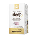 Solgar frasco frontal mostrando Triple Action Sleep para un sueño reparador