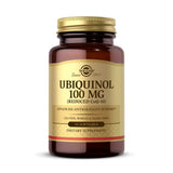 Solgar frasco frontal mostrando Ubiquinol 100 mg y ventaja de antioxidante