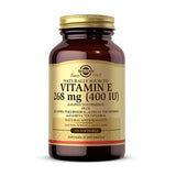 Solgar envase frontal de Vitamina E 268 mg mostrando diseño y cantidad 100 cápsulas