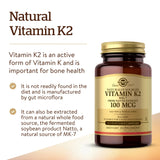 Solgar detalle del extracto de natto como fuente natural MK‑7