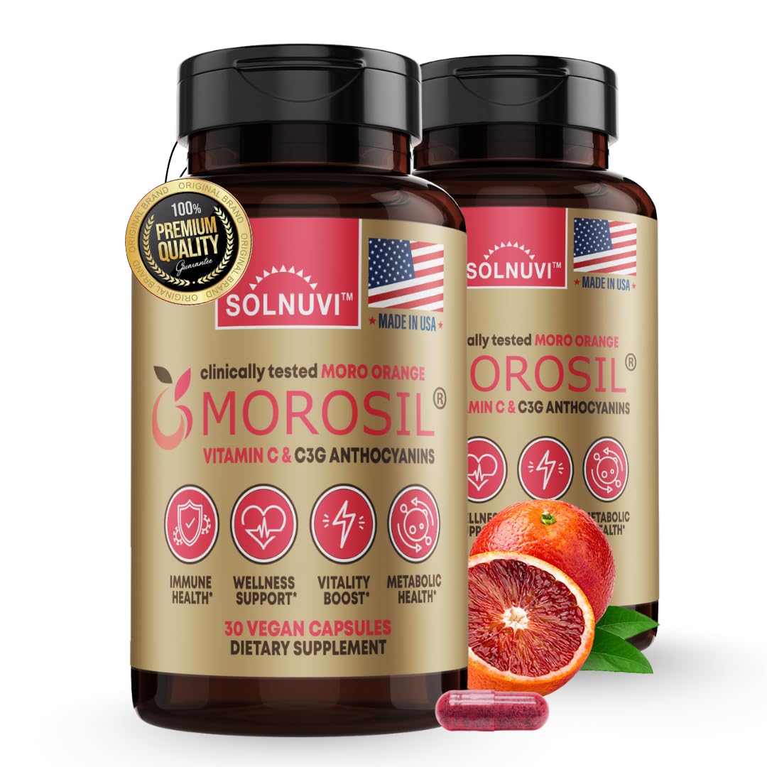 SOLNUVI frasco frontal de Morosil con etiqueta clara y beneficio antioxidante